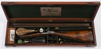 A cased double barrel percussion cap shotgun by J Purdey, London:,