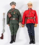 An Action Man flock hair Russian Infantryman with medal and a RCMP Officer: (2)