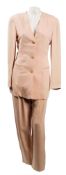 A lady's Ralph Lauren blue wool jacket :, size 8, an Emporio Armani pink two piece trouser suit,