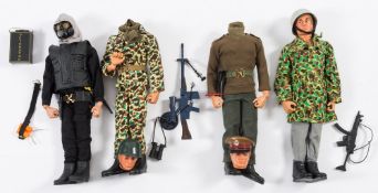 A group of four Action Man figures:, comprising SAS, German paratrooper,