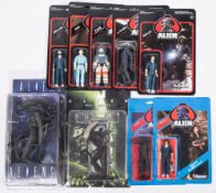 ReAction 3 3/4 inch retro Alien figures a carded group of five:, Dallas, Ripley, Ash,