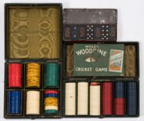 Two cased sets of gambling counters by Mudie & Sons, London:,
