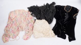 A late Victorian/Edwardian lady's black silk and lace jet set cape by Thomas White, Southampton:,
