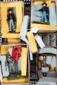 Four cold painted brass figures in American Civil War Uniform:, comprising two buglers,