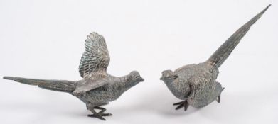 A pair of silver models of pheasants, maker C J Vander Ltd, Sheffield 1995:, 9.