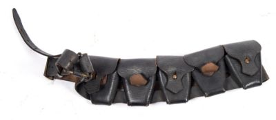 A brown leather 303 bandolier by Barrow, Hepburn & Gale Ltd, London:,