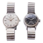 A gentleman's Longines stainless steel military issue wristwatch:,