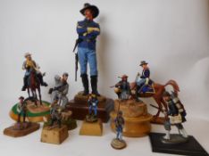 A collection of assorted hand painted resin and metal military figures: related to the American
