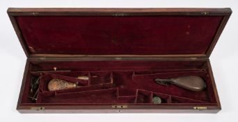 A 19th century mahogany and brass bound gun case:,