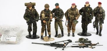 A group of six 1/6th scale military figures British Paratroop Regiment:,