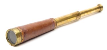 A 'Gibraltar Prison No 2' leather cased brass two draw telescope by Troughton & Simms, London':,