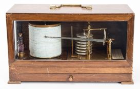 A lacquered brass barograph: the clockwork movement with lever platform escapement No 12182,