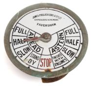 An early 20th century bulkhead telegraph by James Pollock Sons & Co Ltd, Faversham:,