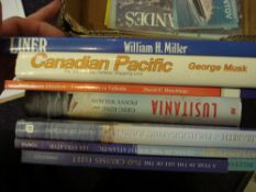 A collection of maritime related books, ships' brochures, deck plans: etc.