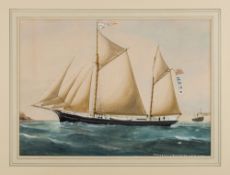 Reuben Chappell [1870-1940]- Progress of Bideford; a two-master in choppy seas,