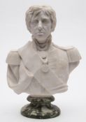 A carved marble bust of Lord Nelson after Fredericks:,