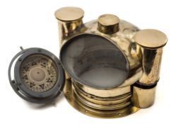 A late 19th/early 20th century brass binnacle:,