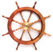 A reproduction ships wheel:, 95cm diameter.