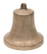 A ship's bell:, unnamed, cast in brass with arched suspension , stamped to interior 'No 1277',