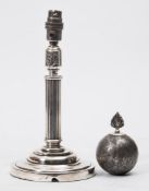 A maritime themed silver plated table lamp base:,