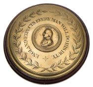 A Regency circular brass Lord Nelson commemorative tompion:,