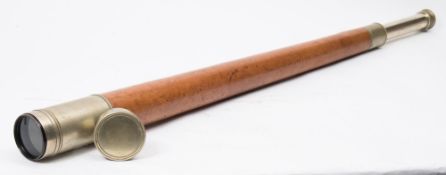 A leather cased two draw sighting telescope by Ross, London :, number 77994,