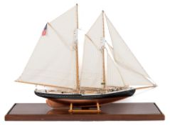 A 20th century scale model of an American schooner style yacht 'Gloucester':,