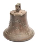 The ship's bell from the Royal Navy Bangor-class minesweeper HMS Bridlington (J65):,