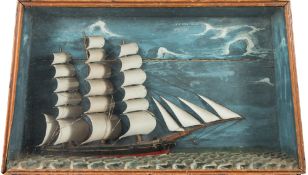 A 19th century cased half block diorama of a clipper:,