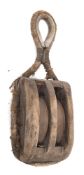 A large double block and tackle, 74cm high.