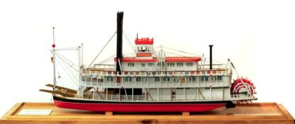 A 1:64 scale model of the paddle steamer ' St Louis Belle', black funnels, rigged gangplank cranes,
