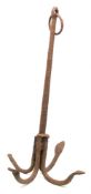 A cast iron four fluke anchor, possibly 18th century:, 148.5cm tall.