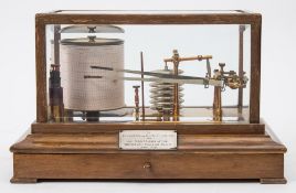 A mid -20th century walnut cased combination barograph and thermograph:, unsigned,