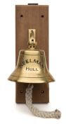 A reproduction brass ship's bell:, inscribed 'Keelman ,
