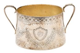A silver plated two handled sugar basket for the 'City of Cork Steam Packet Company' (1871-1913):,