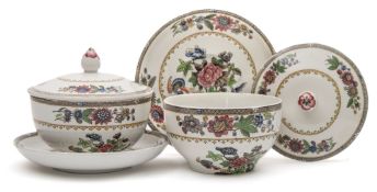 A pair of 'Heron' pattern soup bowls and covers and two matching saucers for the Canadian Pacific