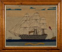 A 19th century wooolwork of the 121-gun three deck HMS Royal Albert:, set full sail and at steam,
