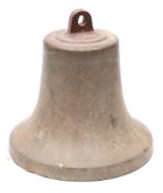 A ship's bell, possibly Russian:, cast in brass with the name inscribed to the rim 'Manmakca',