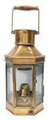 A brass bulkhead oil lamp by Bulpitt & Sons, Birmingham:,