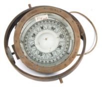 A Dutch 7 inch compass by Arkas, Copenhagen:, number 2994, in a gimbal mount,