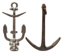 A retailer's desk model of an Admiralty pattern anchor and one other model of an anchor: (2).