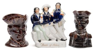 A Staffordshire figure group 'Death of Nelson':, 12cm high ,