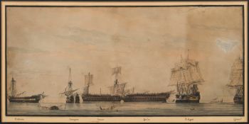T H Jones, HMS Princess Royal [19th Century]- The Battle of Genoa; HMS Illustrious, HMS Courageux,