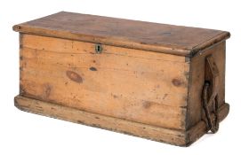 A pine seaman's chest with hand painted decorated interior 'F J Waddington',