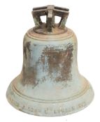 A 19th century cast bell by J Warner & sons Ltd, London:,