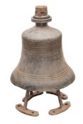A Trinity House buoy bell:, cast in brass with name and date '1945' to body,