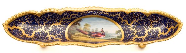 A Flight Barr & Barr Worcester pen tray: of shaped oval form with gadroon rim,