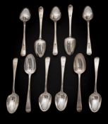 A set of eleven George III Old English tablespoons, maker George Smith III, London, 1781: crested,