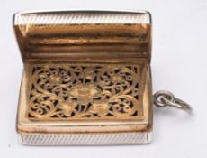 A William IV silver vinaigrette, maker Nathaniel Mills, Birmingham,