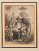 Attributed to William Westall [1781-1850]- An Indian Procession,:- watercolour drawing 8.5 x 6cm.